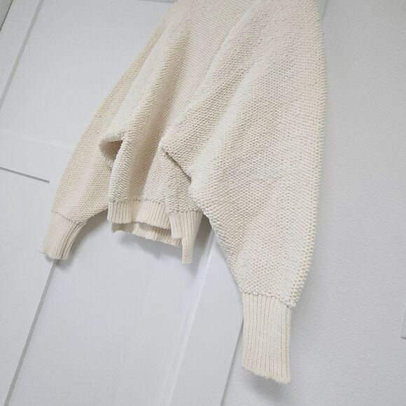 DKNY Pure Chenille Puff Sleeve Crewneck Sweater in Bone Ivory - Picture 9 of 16